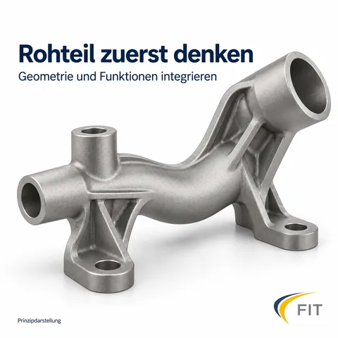 Rohteil zuerst denken: A-MIM-Rohteil mit integrierten Rippen, Anschlüssen und Befestigungslaschen