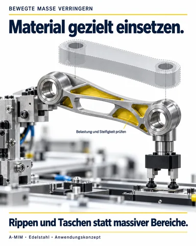 Bewegte Masse verringern: Leichtbau-Hebel für die Automation mit Rippen und Taschen statt massiver Bereiche
