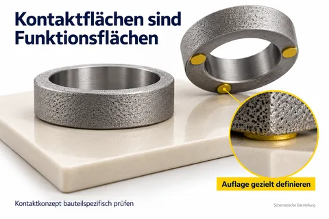 Kontaktflächen sind Funktionsflächen: Ringbauteil mit gezielt definierten Auflagepunkten auf der Sinterunterlage