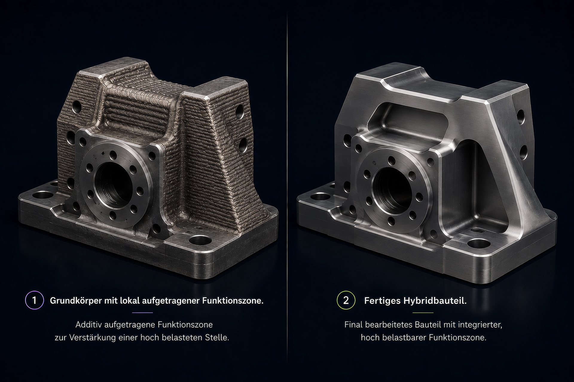 Vom Grundkörper mit lokal aufgetragener Funktionszone zum fertigen Hybridbauteil